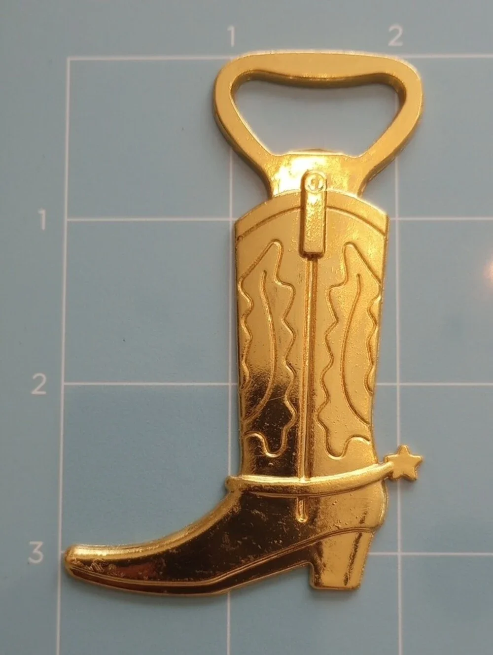 Golden Cowboy Boot Bottle Metal Opener